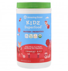 Amazing Grass, Kidz Superfood, Protein + Probiotics, Strawberry Blast, 8.9 oz (255 g)