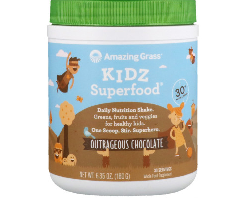 Amazing Grass Kidz SuperFood Эпатажный вкус шоколада 6,5 унций (180 г) Amazing Grass Kidz SuperFood Эпатажный вкус шоколада 6,5 унций (180 г)