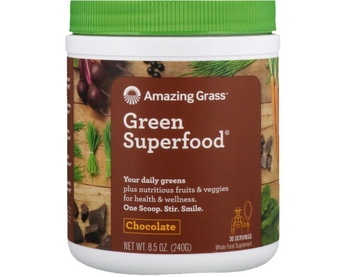 Amazing Grass Green SuperFood шоколадный сухой напиток 85 унции (240 г) Amazing Grass Green SuperFood шоколадный сухой напиток 85 унции (240 г)