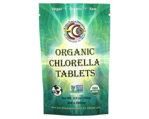 Earth Circle Organics, Organic Chlorella Tablets, 250 mg, 400 Tablets, 3.5 oz (100 g) Earth Circle Organics, Organic Chlorella Tablets, 250 mg, 400 Tablets, 3.5 oz (100 g)