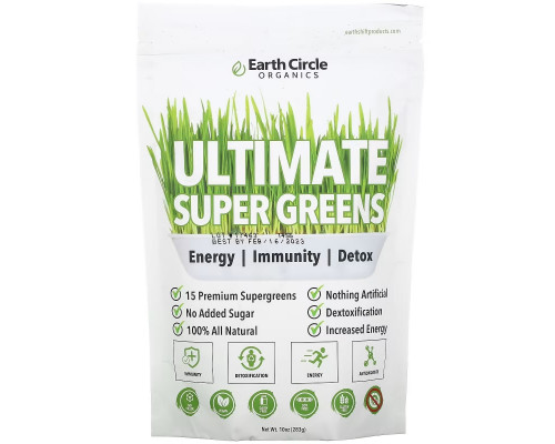 Earth Circle Organics, Ultimate Super Greens, 10 oz (283 g) Earth Circle Organics, Ultimate Super Greens, 10 oz (283 g)