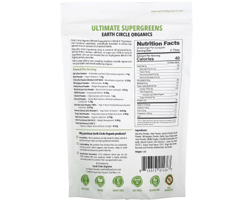 Earth Circle Organics, Ultimate Super Greens, 10 oz (283 g) Earth Circle Organics, Ultimate Super Greens, 10 oz (283 g)