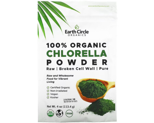 Earth Circle Organics Чистая натуральная хлорелла в порошке 4 унции (113 г) Earth Circle Organics Чистая натуральная хлорелла в порошке 4 унции (113 г)
