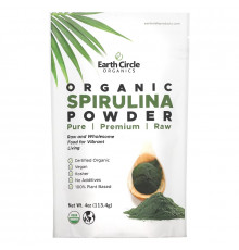 Earth Circle Organics Сырая органическая спирулина в порошке 4 унции (113 г)