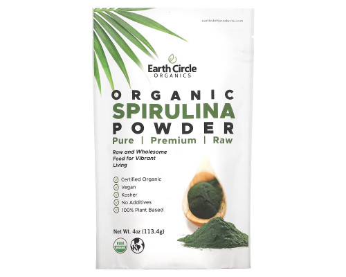 Earth Circle Organics Сырая органическая спирулина в порошке 4 унции (113 г) Earth Circle Organics Сырая органическая спирулина в порошке 4 унции (113 г)