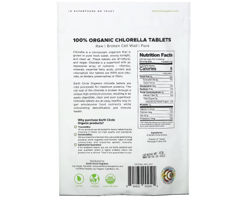 Earth Circle Organics, 100% Organic Chlorella Tablets, 1,000 Tablets, 8.75 oz (248 g) Earth Circle Organics, 100% Organic Chlorella Tablets, 1,000 Tablets, 8.75 oz (248 g)