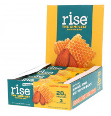 Rise Bar, Простейший протеиновый батончик, мед и миндаль, 12 батончиков, 2,1 унц. (60 г) каждый