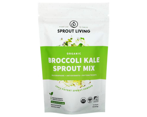 Sprout Living, Смесь ростков FD, брокколи и капуста, 4 унции (113 г) Sprout Living, Смесь ростков FD, брокколи и капуста, 4 унции (113 г)