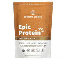Суперфуды Sprout Living, Epic Protein, органический растительный протеин и суперпродукты, шоколад и мака, 455 г (1 фунт)