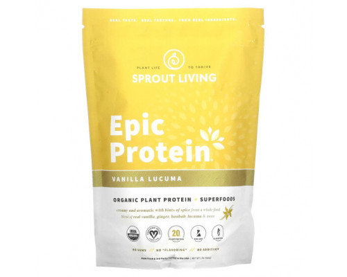 Суперфуды Sprout Living, Epic Protein, ваниль и лукума, 455 г (1 фунт) Суперфуды Sprout Living, Epic Protein, ваниль и лукума, 455 г (1 фунт)