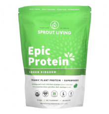 Суперфуды Sprout Living, Epic Protein, органический растительный протеин и суперпродукты, Green Kingdom, 455 г (1 фунт)