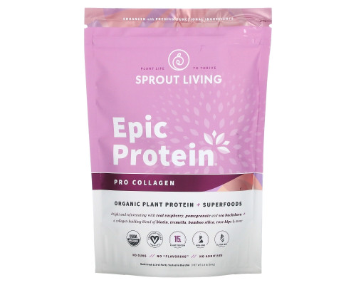 Sprout Living, Epic Protein, Organic Plant Protein + Superfoods, Pro Collagen, 0.8 lb (364 g) Sprout Living, Epic Protein, Organic Plant Protein + Superfoods, Pro Collagen, 0.8 lb (364 g)