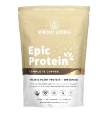 Суперфуды Sprout Living, Epic Protein, органический растительный протеин и суперфуды, оригинальный кофе, 494 г (1,1 фунта)