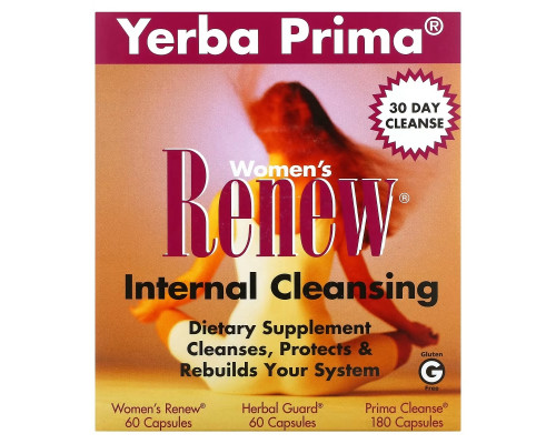 Yerba Prima, Women's Renew Internal Cleansing, 3 Part Program, 300 Capsules Yerba Prima, Women's Renew Internal Cleansing, 3 Part Program, 300 Capsules