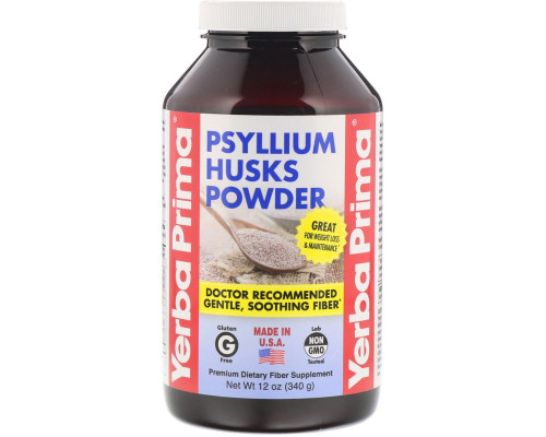 Yerba Prima, Порошок из шелухи оболочек семян подорожника, 12 унций (340 г) Yerba Prima, Порошок из шелухи оболочек семян подорожника, 12 унций (340 г)