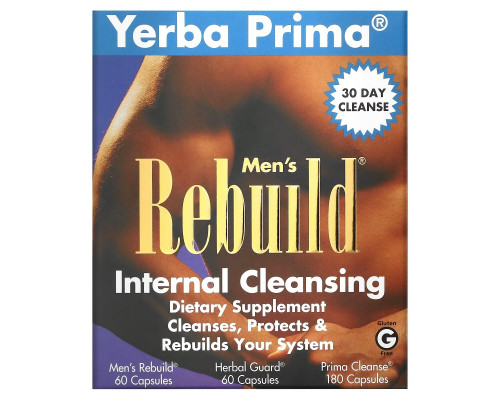 Yerba Prima, Men's Rebuild Internal Cleansing, 3 Part Program, 3 Bottles Yerba Prima, Men's Rebuild Internal Cleansing, 3 Part Program, 3 Bottles
