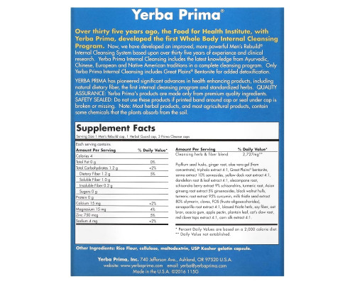 Yerba Prima, Men's Rebuild Internal Cleansing, 3 Part Program, 3 Bottles Yerba Prima, Men's Rebuild Internal Cleansing, 3 Part Program, 3 Bottles
