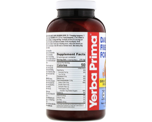Yerba Prima, Смесь клетчатки Daily Fiber, вкус апельсина, 340 г Yerba Prima, Смесь клетчатки Daily Fiber, вкус апельсина, 340 г
