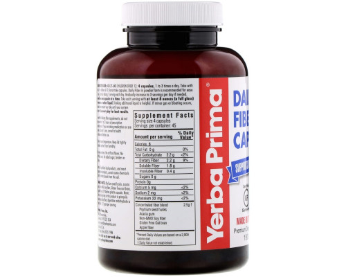 Yerba Prima, Капсулы Daily Fiber , 625 мг, 180 капсул Yerba Prima, Капсулы Daily Fiber , 625 мг, 180 капсул