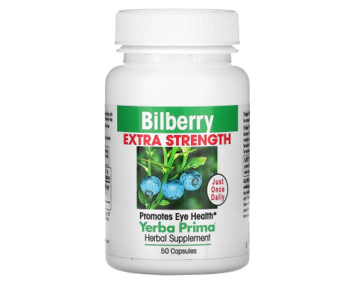 Yerba Prima, Bilberry Extra Strength, 50 Capsules Yerba Prima, Bilberry Extra Strength, 50 Capsules