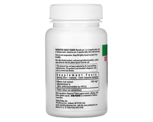 Yerba Prima, Bilberry Extra Strength, 50 Capsules Yerba Prima, Bilberry Extra Strength, 50 Capsules