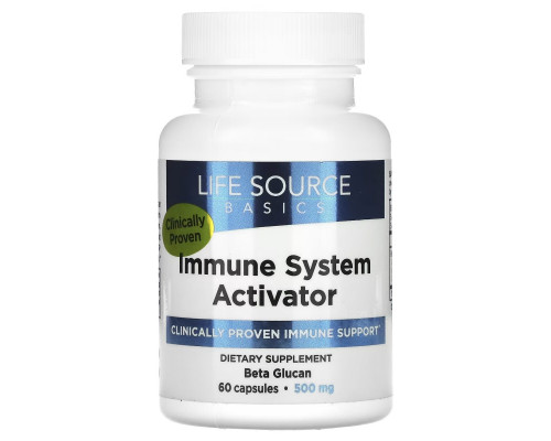 Life Source Basics (WGP Beta Glucan), Активатор иммунной системы, 500 мг, 60 капсул Life Source Basics (WGP Beta Glucan), Активатор иммунной системы, 500 мг, 60 капсул