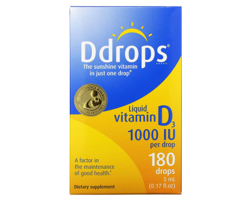 D Drops Жидкий витамин D3 1000 МЕ 017 жидких унций (5 мл) D Drops Жидкий витамин D3 1000 МЕ 017 жидких унций (5 мл)