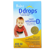Ddrops, Жидкий витамин D3 для детей, 400 МЕ, 0.08 ж. унций (2.5 мл), 90 капель