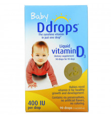 Ddrops, Жидкий витамин D3 для детей, 400 МЕ, 0.08 ж. унций (2.5 мл), 90 капель
