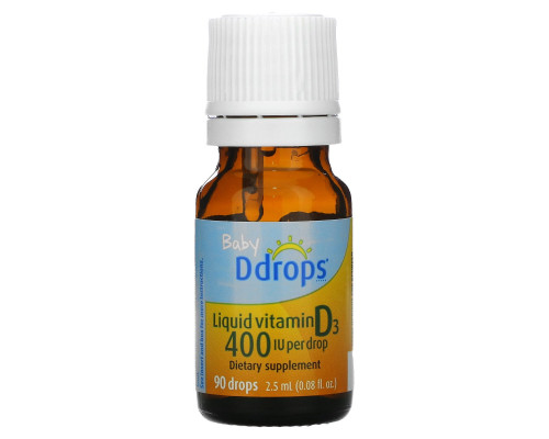 Ddrops, Жидкий витамин D3 для детей, 400 МЕ, 0.08 ж. унций (2.5 мл), 90 капель Ddrops, Жидкий витамин D3 для детей, 400 МЕ, 0.08 ж. унций (2.5 мл), 90 капель