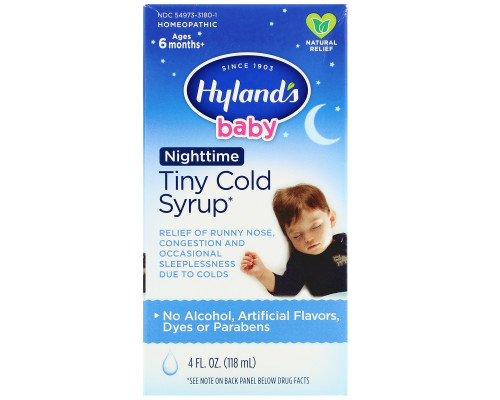Hyland's Детский сироп от простуды Nighttime Tiny Cold Syrup 4 жидких унции (118 мл) Hyland's Детский сироп от простуды Nighttime Tiny Cold Syrup 4 жидких унции (118 мл)