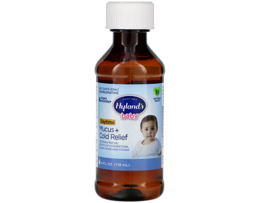 Hyland's, Baby, Mucus + Cold Relief Day Time, Ages 6 Months +, 4 fl oz (118 ml) Hyland's, Baby, Mucus + Cold Relief Day Time, Ages 6 Months +, 4 fl oz (118 ml)