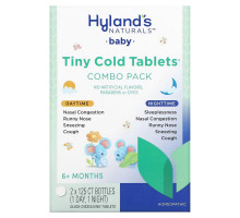 Hyland's, Baby, Tiny Cold Tablets Combo Pack, Daytime/Nighttime, 6+ Months, 2 Bottles, 125 Quick-Dissolving Tablets Each