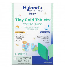 Hyland's, Baby, Tiny Cold Tablets Combo Pack, Daytime/Nighttime, 6+ Months, 2 Bottles, 125 Quick-Dissolving Tablets Each