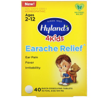 Hyland's, 4 Kids, Earache Relief, Ages 2-12, 40 Quick-Dissolving Tablets