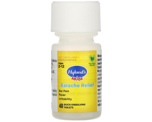 Hyland's, 4 Kids, Earache Relief, Ages 2-12, 40 Quick-Dissolving Tablets Hyland's, 4 Kids, Earache Relief, Ages 2-12, 40 Quick-Dissolving Tablets