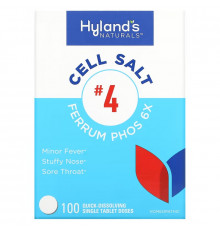 Hyland's, Cell Salt #4, Ferrum Phos 6X, 100 Quick-Dissolving Single Tablets