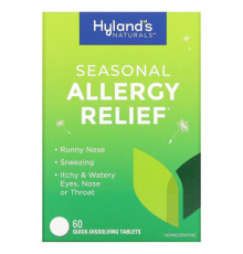 Травы и натуральные средства Hyland's Naturals, Seasonal Allergy Relief, 60 быстрорастворимых таблеток