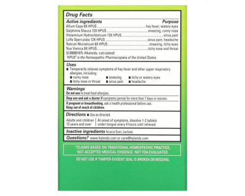 Травы и натуральные средства Hyland's Naturals, Seasonal Allergy Relief, 60 быстрорастворимых таблеток Травы и натуральные средства Hyland's Naturals, Seasonal Allergy Relief, 60 быстрорастворимых таблеток