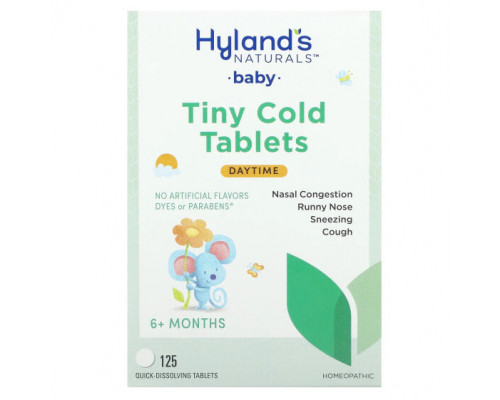 Детское здоровье Hyland's Naturals, для детей, от простуды, для дневной поддержки, от 6 месяцев, 125 быстрорастворимых таблеток Детское здоровье Hyland's Naturals, для детей, от простуды, для дневной поддержки, от 6 месяцев, 125 быстрорастворимых таблеток