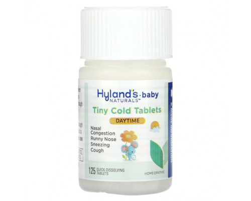 Детское здоровье Hyland's Naturals, для детей, от простуды, для дневной поддержки, от 6 месяцев, 125 быстрорастворимых таблеток Детское здоровье Hyland's Naturals, для детей, от простуды, для дневной поддержки, от 6 месяцев, 125 быстрорастворимых таблеток
