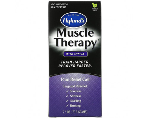 Болеутоляющие и противовоспалительные средства Hyland's Naturals, Muscle Therapy с арникой, обезболивающий гель, 70,9 г (2,5 унции) Болеутоляющие и противовоспалительные средства Hyland's Naturals, Muscle Therapy с арникой, обезболивающий гель, 70,9 г (2,5 унции)