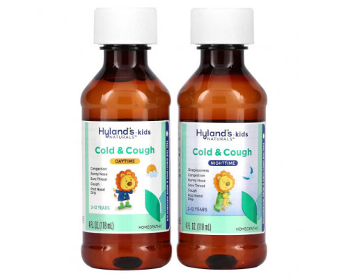 Детское здоровье Hyland's Naturals, набор средств от простуды и кашля для детей, для приема в дневное/ночное время, от 2 до 12 лет, 2 флакона по 118 мл (4 жидк. унции) Детское здоровье Hyland's Naturals, набор средств от простуды и кашля для детей, для приема в дневное/ночное время, от 2 до 12 лет, 2 флакона по 118 мл (4 жидк. унции)