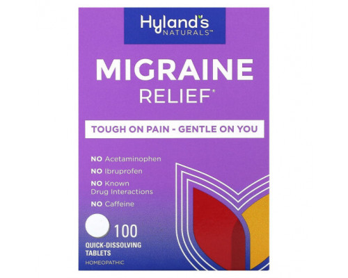Болеутоляющие и противовоспалительные средства Hyland's Naturals, Migraine Relief, 100 tablets Болеутоляющие и противовоспалительные средства Hyland's Naturals, Migraine Relief, 100 tablets
