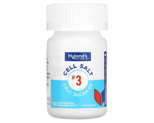 Травы и натуральные средства Hyland's Naturals, Cell Salt # 3, Calc Sulph 6X, 100 быстрорастворимых таблеток Травы и натуральные средства Hyland's Naturals, Cell Salt # 3, Calc Sulph 6X, 100 быстрорастворимых таблеток