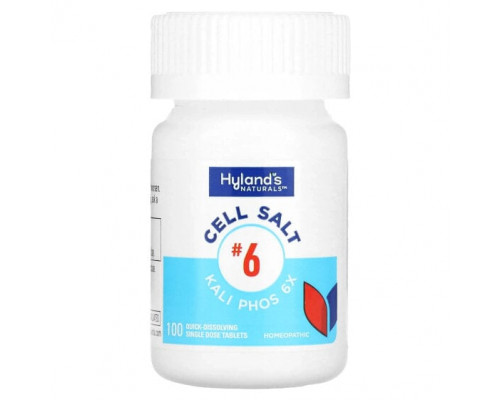 Травы и натуральные средства Hyland's Naturals, Cell Salt # 6, Kali Phos 6X, 100 быстрорастворимых таблеток Травы и натуральные средства Hyland's Naturals, Cell Salt # 6, Kali Phos 6X, 100 быстрорастворимых таблеток