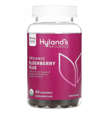 Hyland's, Organic Elderberry Plus Gummies, Natural Berry, 60 Vegan Gummies