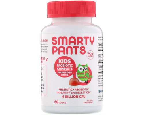 SmartyPants, Complete, Детский Пробиотик, Клубничный Крем, 60 Жевательных Сладостей SmartyPants, Complete, Детский Пробиотик, Клубничный Крем, 60 Жевательных Сладостей