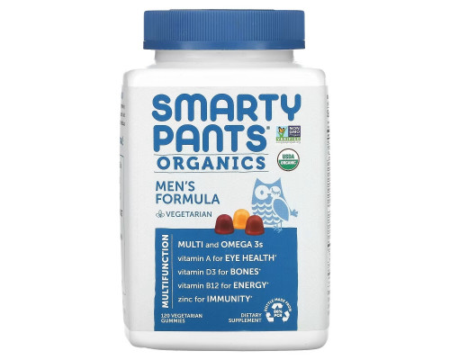 SmartyPants, Органический продукт, Полноценные витамины для мужчин, 120 вегетарианских жевательных таблеток SmartyPants, Органический продукт, Полноценные витамины для мужчин, 120 вегетарианских жевательных таблеток