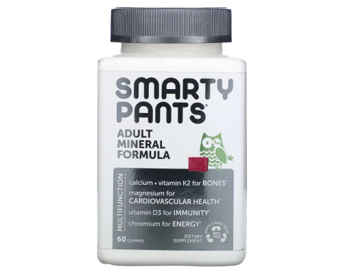 SmartyPants, Полноценный комплекс минералов для взрослых, магний, смесь ягод, 60 жевательных конфет SmartyPants, Полноценный комплекс минералов для взрослых, магний, смесь ягод, 60 жевательных конфет